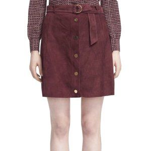 Kate Spade A-Line Mini Skirt Size 12 Spencer Court Wine Goat Suede Leather
